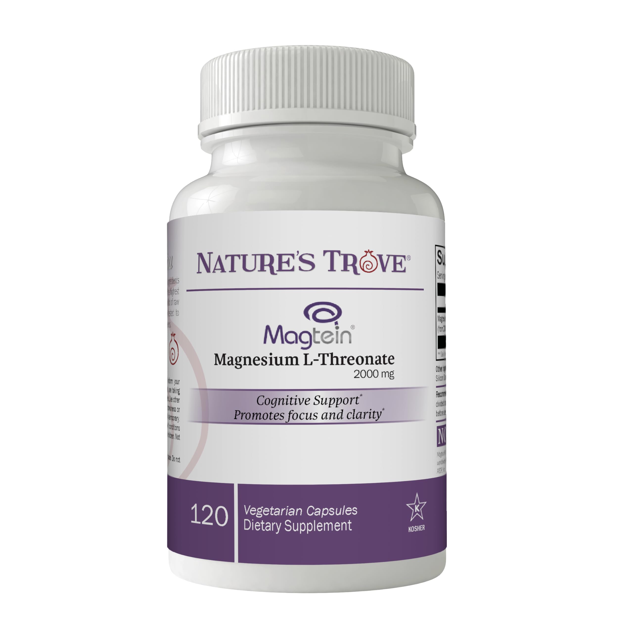 Photo 1 of Magtein Magnesium L-Threonate Supplement – 2000 Mg L-Threonate Magnesium Supplement for Sleep, Calm, Memory, & Brain Fog – Non-GMO Magtein – 120 Vegetarian Capsules by Nature's Trove