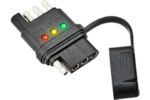 Oyviny 4-Way Flat Trailer Wiring Tester 4 Pin Male and Female Trailer Tester with Bright Indicators, Double End Design 4 Pin 