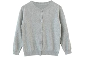 RJXDLT Girls Crewneck Cardigan Long Sleeve Children Button Cotton Sweater Uniform Sweaters for Little Girls