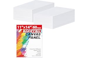 BAKEYBA Canvas Boards for Painting 60 Pack, 11x14 Inch Painting Canvas Panels, 100% Cotton White Blank Canvas Boards for Painting, Art Supplies Paint for Acrylics Oil Watercolor Tempera Paints