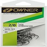 Owner SSW Needle Point Hooks: Black 2/0 Pro Pk