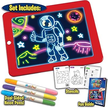 INFInxt Magic Pad Light Up 3D Light Up Drawing Board Doodle Magic Glow Pad for Kids/Toddlers Boys and Girls(Set of 1)