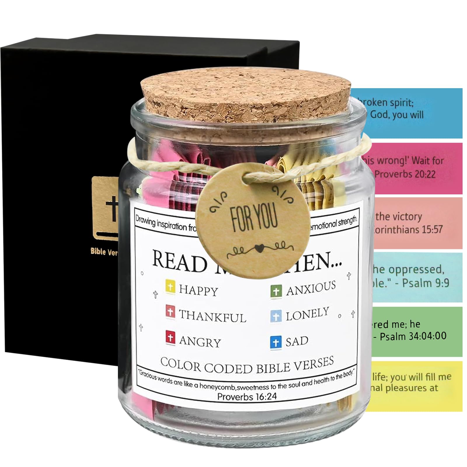 Bible Verse Jar, Read Me When Bible Verses Jar the Hope Bible, with 90 Coloring Scriptures, in a Verses for Emotions and Feelings, Christian Gifts (No Envelope)