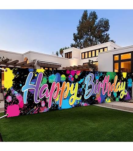 Happy Birthday Banner Backdrop - 63x17.7 Inch Colorful Yard Sign, Indoor/Outdoor Party Decor - View #12