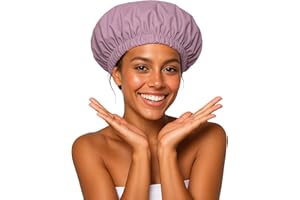 TFUSOM Shower Cap for Women Reusable Waterproof ，Shower Caps with Elastic Band, Ideal for Long Hair, Braids and All Hair Types,Medium,Purple