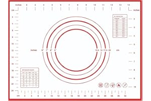 Pastry Mat, Non Stick Baking Supplies 15.75x11.81 Inch, Silicone Pie Crust Rolling Mat with Measurement Guide and Easy Clean,