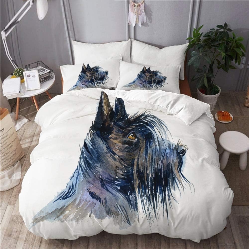 SUHOM beddingDuvet Cover Set,Black Scottish Terrier dog,Microfibre
