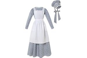 CR ROLECOS ROLECOS Pioneer Costume Dress Womens American Historical Clothing Modest Prairie Colonial Dress