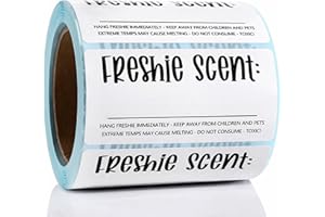 MUBYOK 300Pcs Roll Freshie Scent Care Instruction Sticker | 2.36 x 1.18” Car Freshie Warning Labels with Line to Write in Scent | Waterproof Thermal Printed Stickers for Small Business