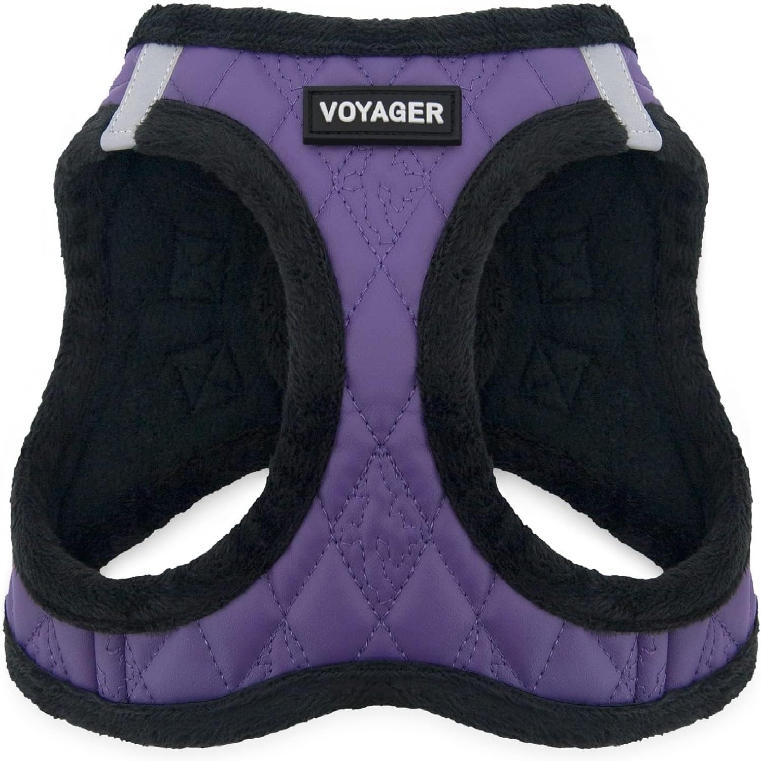 Voyager Step-In Plush Dog Harness by Best Pet Supplies - Step In Vest Harness for Small and Medium Dogs, Soft Plush, Purple Faux Leather, size XL - Chest: 20.5 - 23"