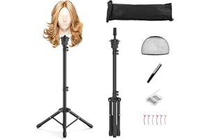 Relx Wig Head Stand - Adjustable Mannequin Head Stand - Wig Stand for Styling - Wig Stand Tripod for Cosmetology Hairdressing Training (Head Not Included)