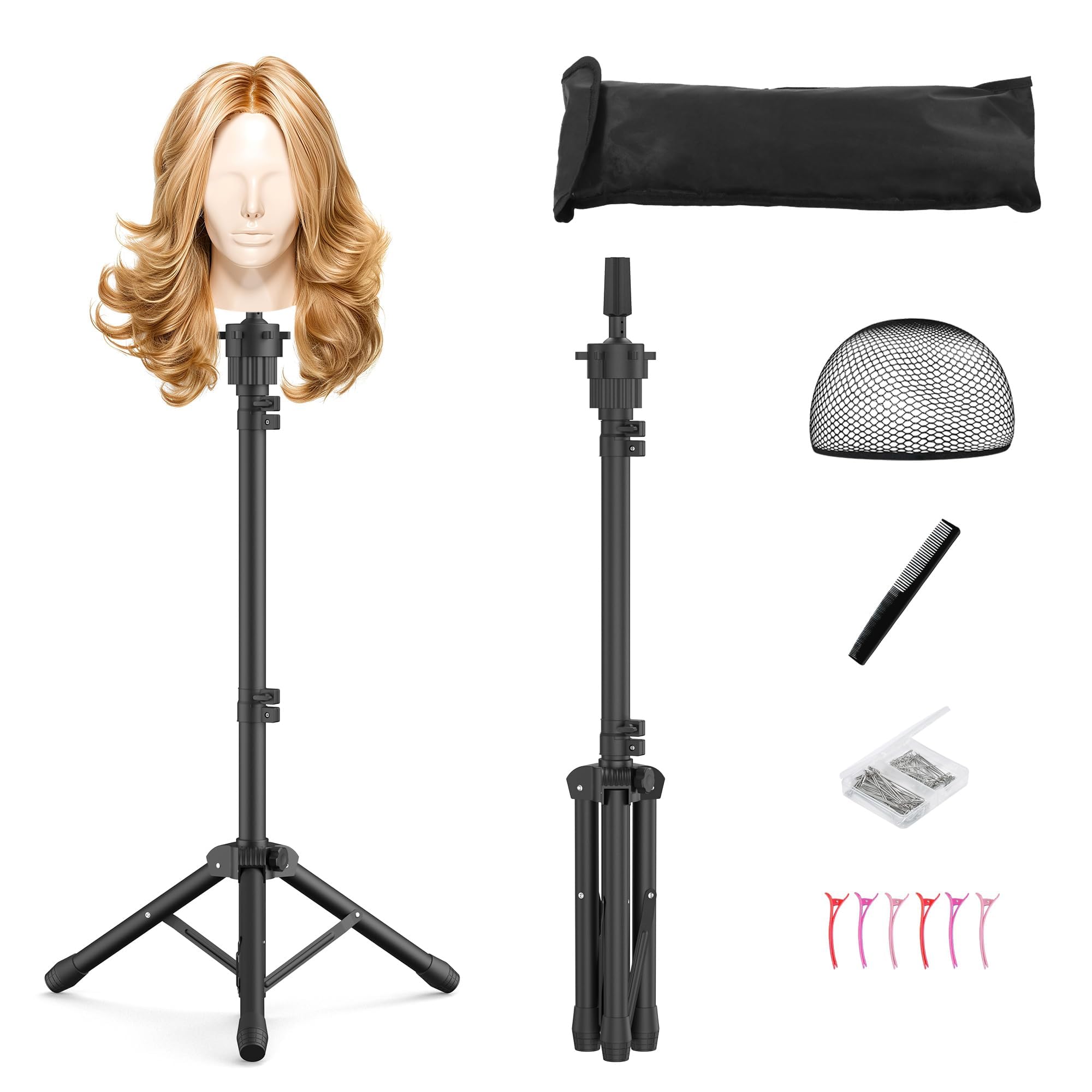 Photo 1 of Relx Wig Head Stand - Adjustable Mannequin Head Stand - Wig Stand for Styling - Wig Stand Tripod for Cosmetology Hairdressing Training (Head Not Included)