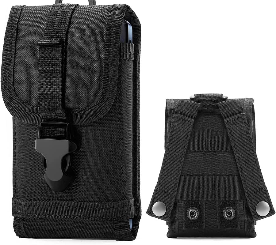 Black Cordura Pouch for iPhone 7/8 SE 2nd (2020) 3rd Generation (2022) 12/13 Mini Universal Army Molle Belt Loop Holster Case