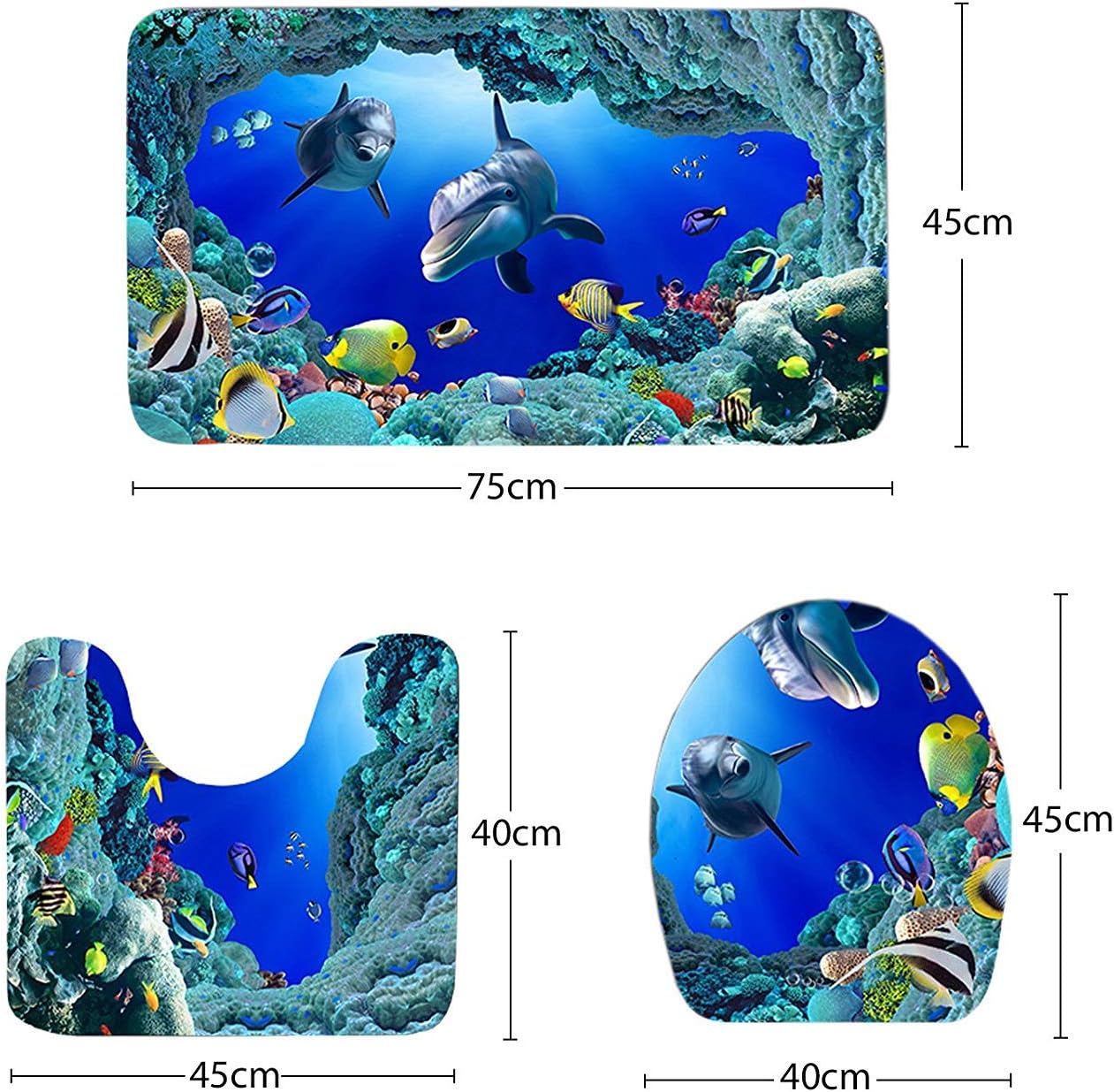 Aisaving 16 Pieces Bath Set Super Soft Bath Mat, U-Shaped Contour Mat, Shower Curtain,Toilet Seat Cover - Image 4