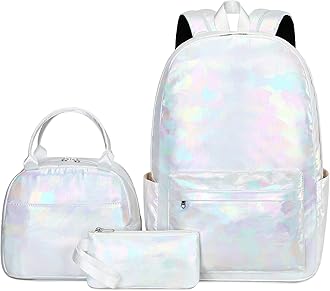 School Backpack Teens Girls Boys Kids School Bags Bookbag with Lunch bag Pencil Pouch (Tie Dye White)
