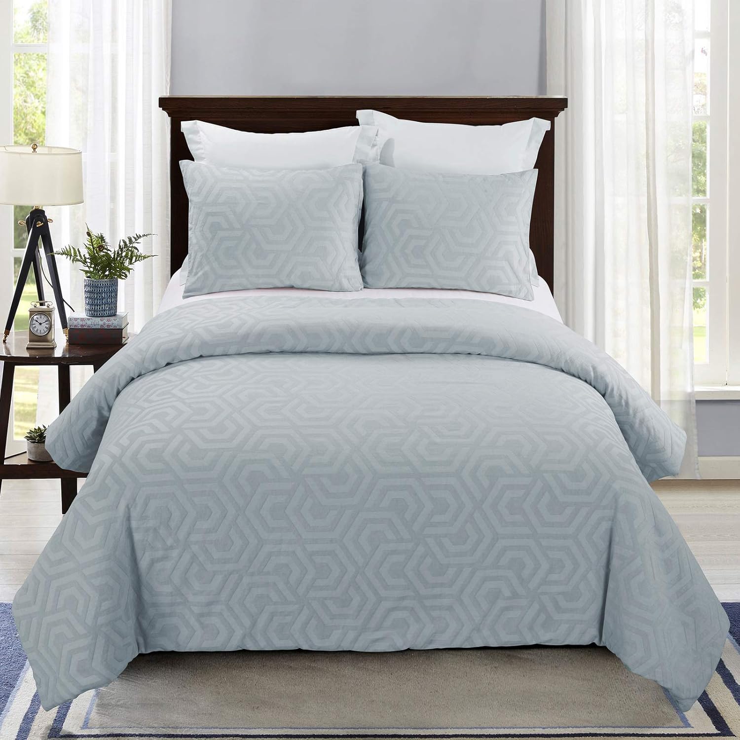 Donna Sharp King Bedding Set - 3 Piece - Seville Soft Blue Contemporary Comforter Set with King Comforter and Two King Shams - Machine Washable: Home & Kitchen