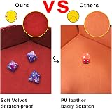 SIQUK 2 Pieces Dice Trays Hexagon Folding PU Leather Velvet Holder Black Red view 7