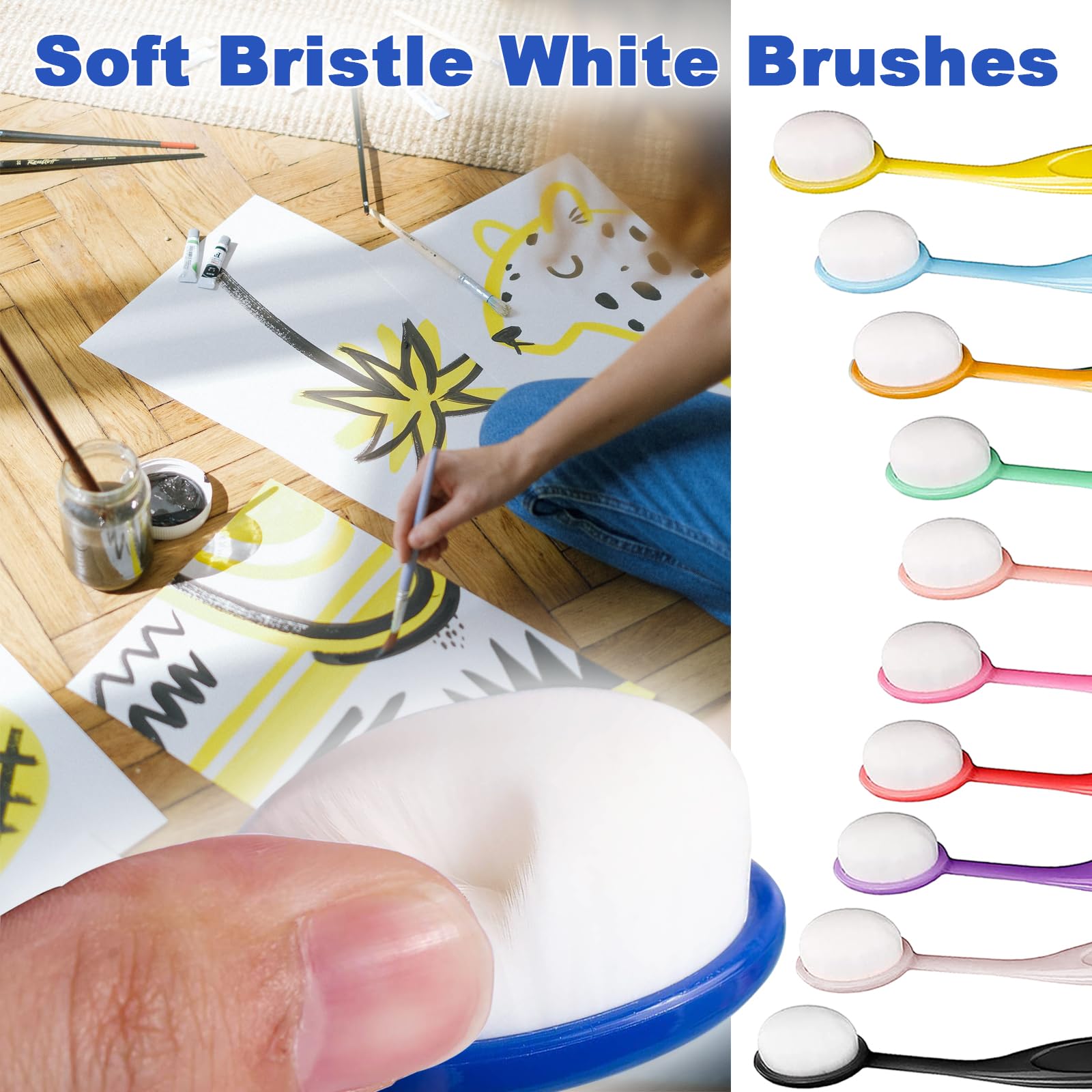 10 PCS Ink Blending Brushes for Card Making Supplies, Color Coded Handles Blender Brushes for Stamping Scrapbooking Stencil Brush, Craft Blending Brush, Distress Ink Blending Tool. Size 4