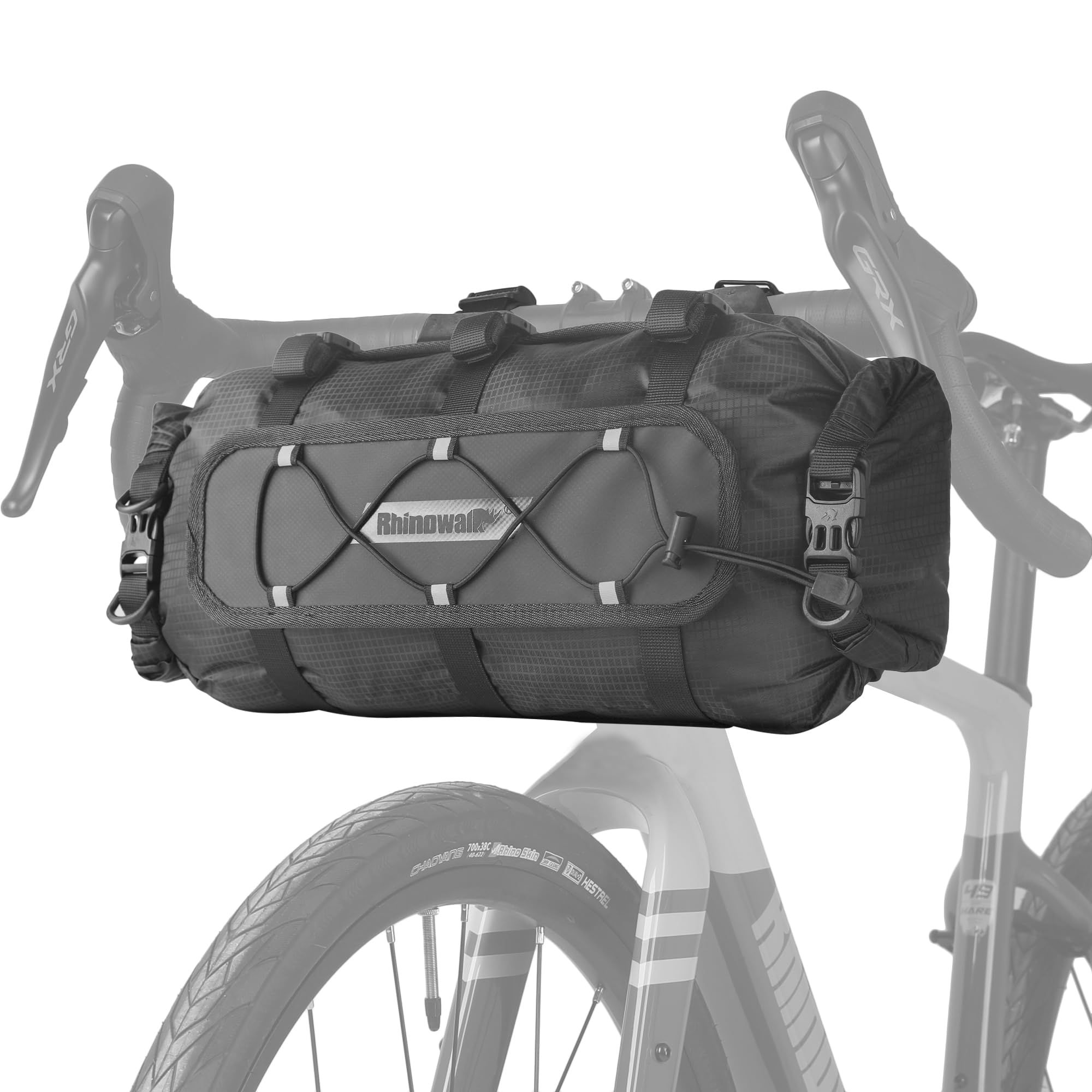 Rhinowalk Bike Handlebar Bag Waterproof Dry 12L Bicycle Front Roll Large Capacity Storage Shoulder Bag for Bikepacking
