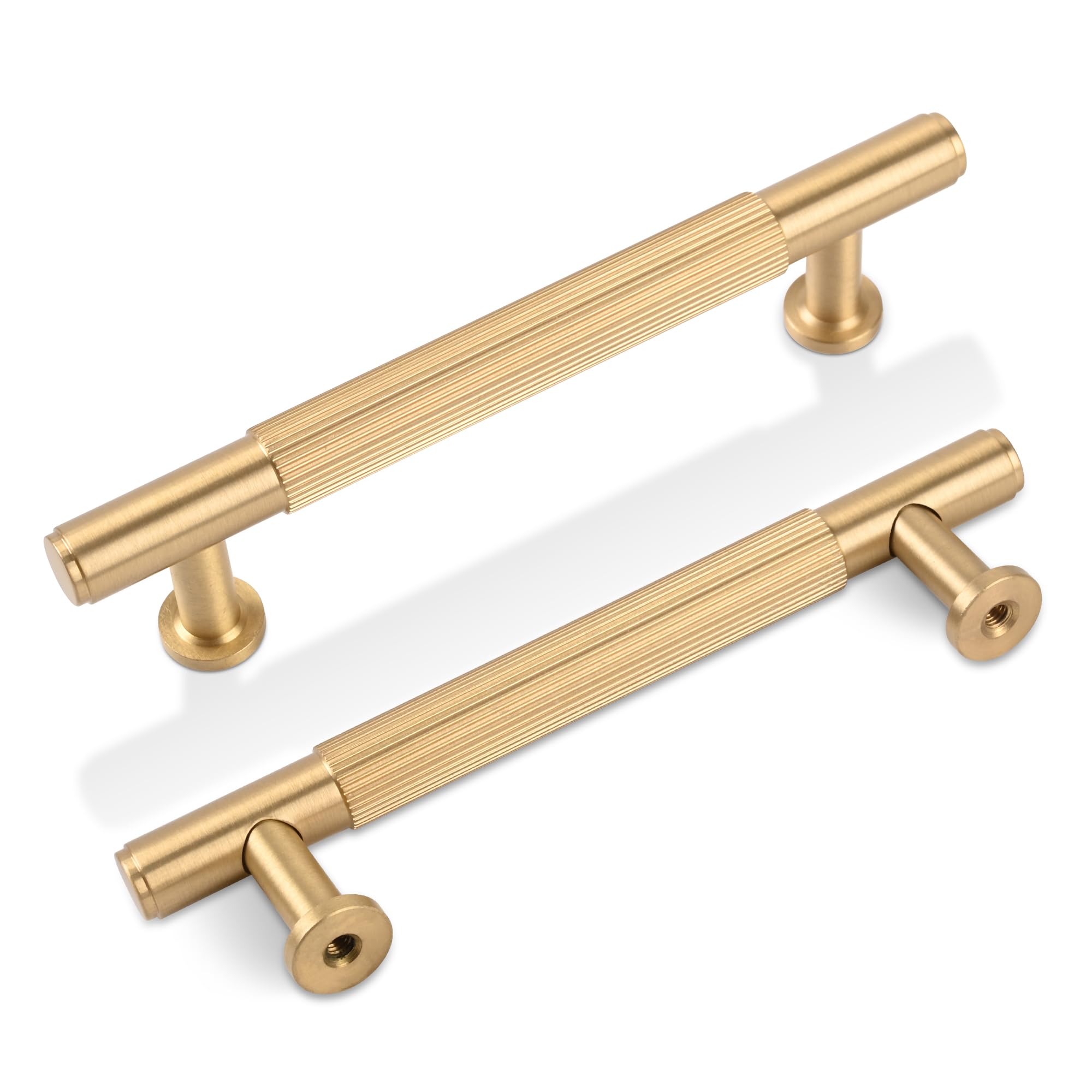 Photo 1 of (USED/FAIR) SALISENG-5 Pack Satin Gold Kitchen Cabinet Pulls, 3-3/4 Inches Brushed Brass Dresser Drawer Handles, Modern Gold Furniture Door Handles for Cupboard Vanity Wardrobe Cupboard