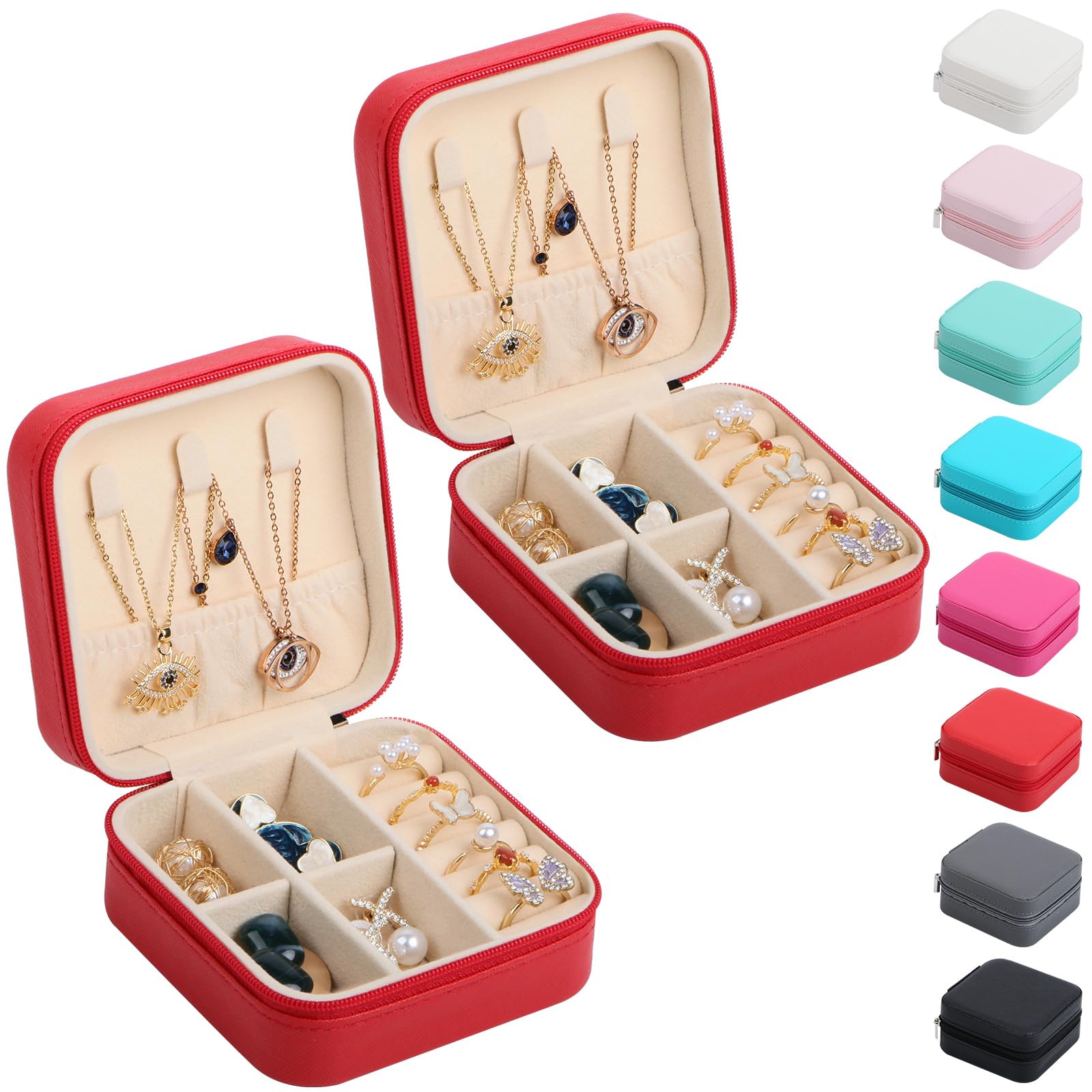 Photo 1 of 17Dec 2 Small Travel Jewelry Case Organizer,Mini Travel Essentials for Women,Bridesmaid Gifts Birthday Gifts for Women,Small Jewelry Box for Girls 8-12