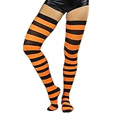 ToBeInStyle Women’s Vibrant Horizontal Wide Striped Thigh High Stockings
