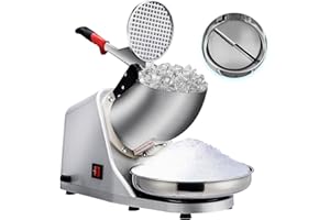 Gowintech 110V 300W Electric Countertop Dual Blades Shaved Ice Crusher Snow Cone Maker Machine Sliver 143lbs Per Hour
