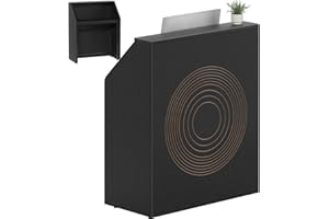 IGERI Small Black Reception Desk with Counter for Salon 31.5 Inch Front Modern Standing Receptionist Room Tables Checkout Counter for Office