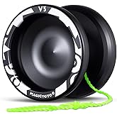 MAGICYOYO V3 Yoyo for Kids 8-12 or Above, Responsive Yo-yo Dual Function | Professional Trick Yo yo for Adults with 12 Yo-yo Strings, KK Bearing, Bearing Puller, Axle,Case Bag, Aluminum Alloy -Black