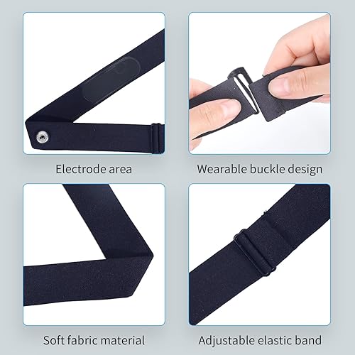 Compatible with Polar H10 H9 H7 H1 Wahoo Tickr Garmin HRM Heart Rate  Monitor Chest Strap,Black