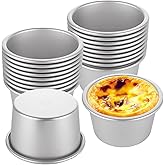 CYEAH 20 Pcs Individual Muffin Mold, 8.8 oz Aluminium Pudding Cup, Mini Round Cake Pans for Baking, Easy Release Nonstick Popover Pan Egg Tart Molds Chocolate Molten Mould for Pie, Egg Tart, Cake