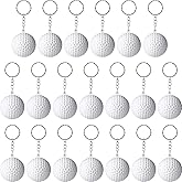 Blulu 20 Pack White Golf Ball Keychains for Party Favors, Carnival Reward, Party Bag Gift Fillers