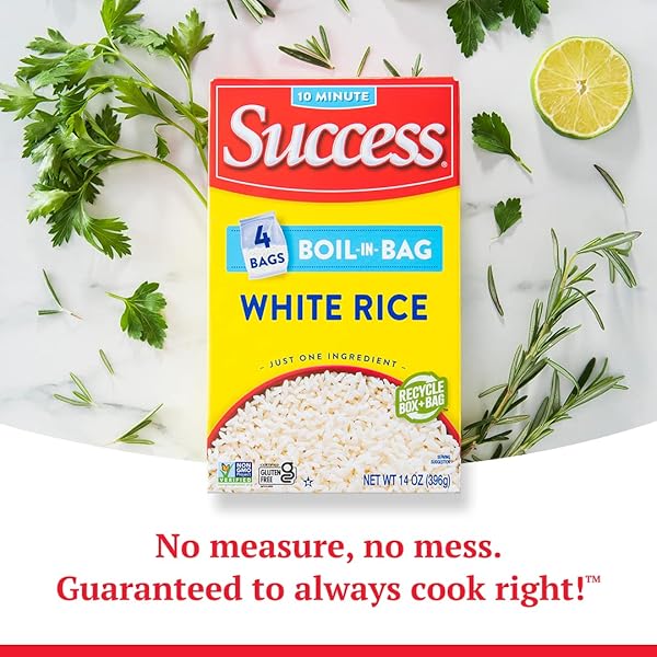 SUCCESS BOIL-IN-BAG RICE, WHITE RICE, QUICK AND EASY RICE MEALS, 14-OUNCE BOX