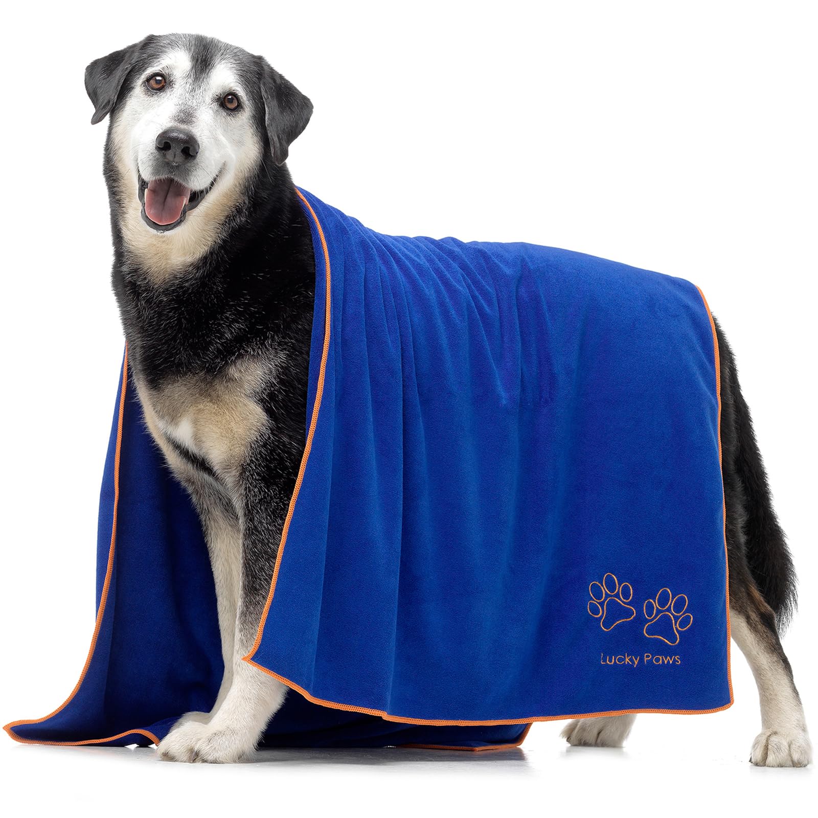 Lucky Paws® UK Dog Towel – Extra Large 140x70cm – Super Absorbent, Luxuriously Soft & Fast Drying Microfibre Towel – Premium Dog Towels for Drying Dogs (Pack of 1, Blue)