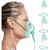 3 Pack Oxygen Masks for Face Adult, L Sleeping Oxygen Mask, No Cup, Green | Soft, Hypoallergenic Material; 6.6Ft Tangle-Free Tube; Moldable Nose Clip for Secure Fit &amp; Seal; Adjustable Headband Fits All