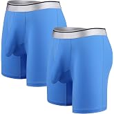 Ouruikia Men's Underwear Silky Smooth Boxer Briefs Long Leg Quick Dry Boxer Briefs with Separate Pouch