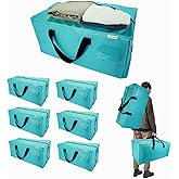 FASTORS 6-Pack Moving Bags,Heavy Duty Large Storage Bags with Zippers & Backpack Straps,Space Saver Bags are Packing Supplies for Moving & Travel,Alternative to Moving Boxes(BLUE)