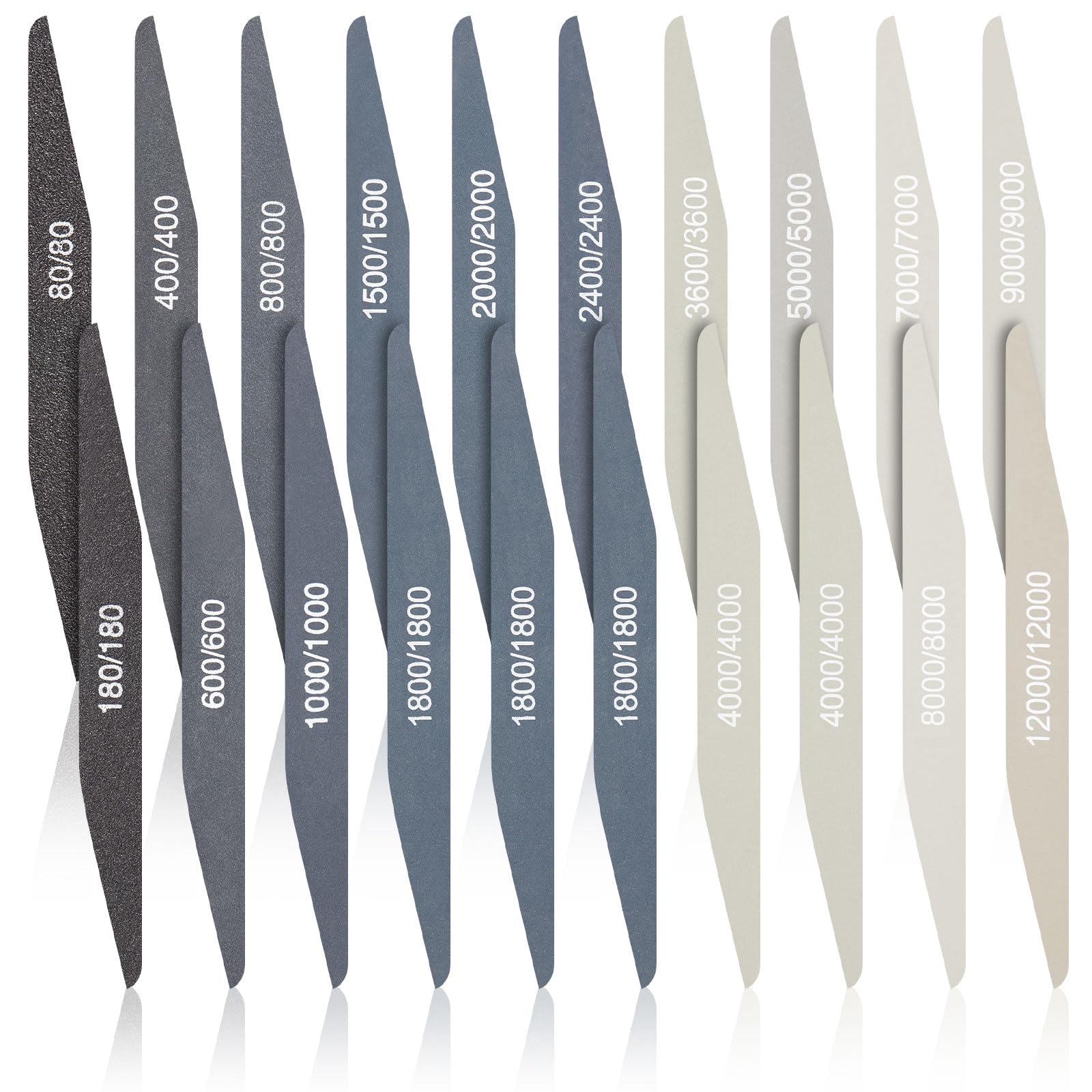 Honoson 20 Pcs Sanding Sticks for Plastic Models 3D Print Polishing Sticks Assorted Metal and Wood Sanding Tools Accessory for Model Craft Amateur Beginner(Low Grits and High Grits,Double Angle Shape)