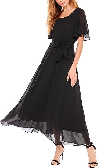 short black flowy long sleeve dress