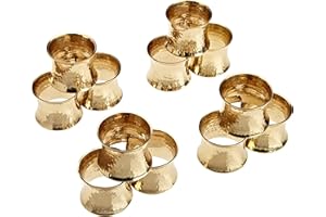 DII Napkin Rings for Weddings, Dinners, Parties, or Everyday use, Set of 12, Hammered Gold