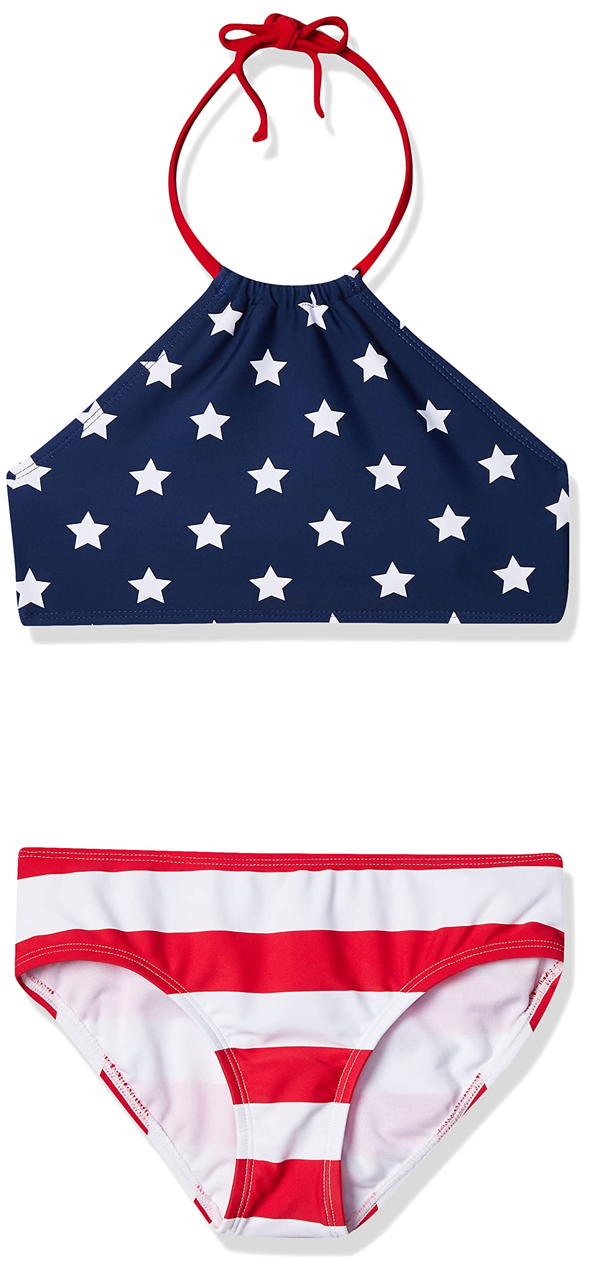 Photo 1 of Kanu Surf Girls' Mahina UPF 50+ Beach Sport Halter Bikini 2-Piece Swimsuit, USA American Flag, 3T