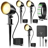 12W All-in-One LED Low Voltage Landscape Lighting Kit Dusk to Dawn 4Pack | 2700K LED Landscape Lights with Transformer 37FT Wire&amp;Connectors IP66 Waterproof Outdoor Spotlight for Garden Yard House Tree