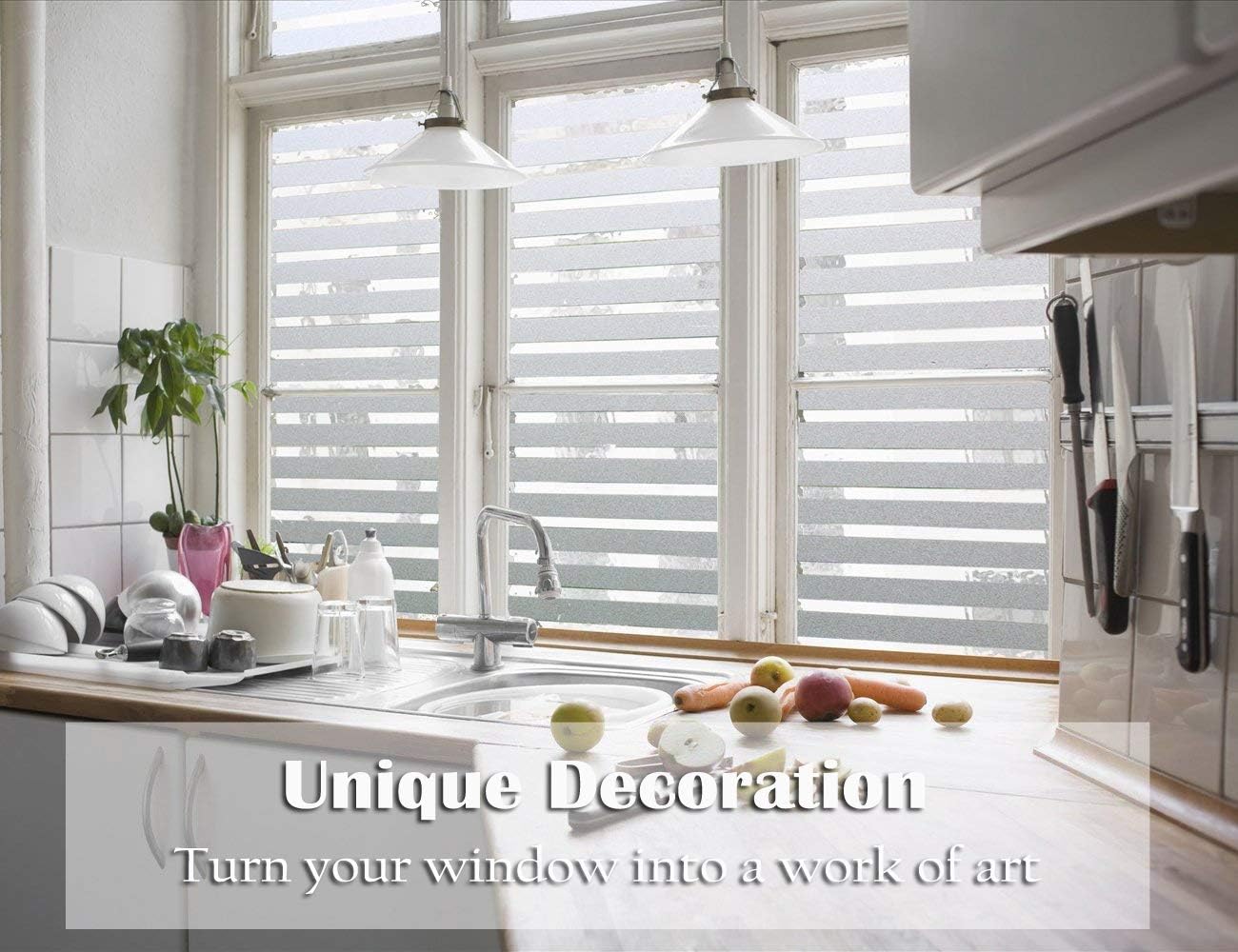 Zindoo Window Film Stain Glass Privacy Film Window Cling No-Glue Static Decorative Window Covering Frosted Window Film (44.5 * 200CM) … - Image 5