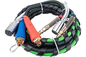 9TH SHOP Air Lines for Semi Truck, Semi Truck Air Line Kit, 12Ft Air Hose Kit 3 in 1 ABS & Power Air Line Hose, 7 Way Electrical Cable Air Hose for Semi Truck Trailer Tractor