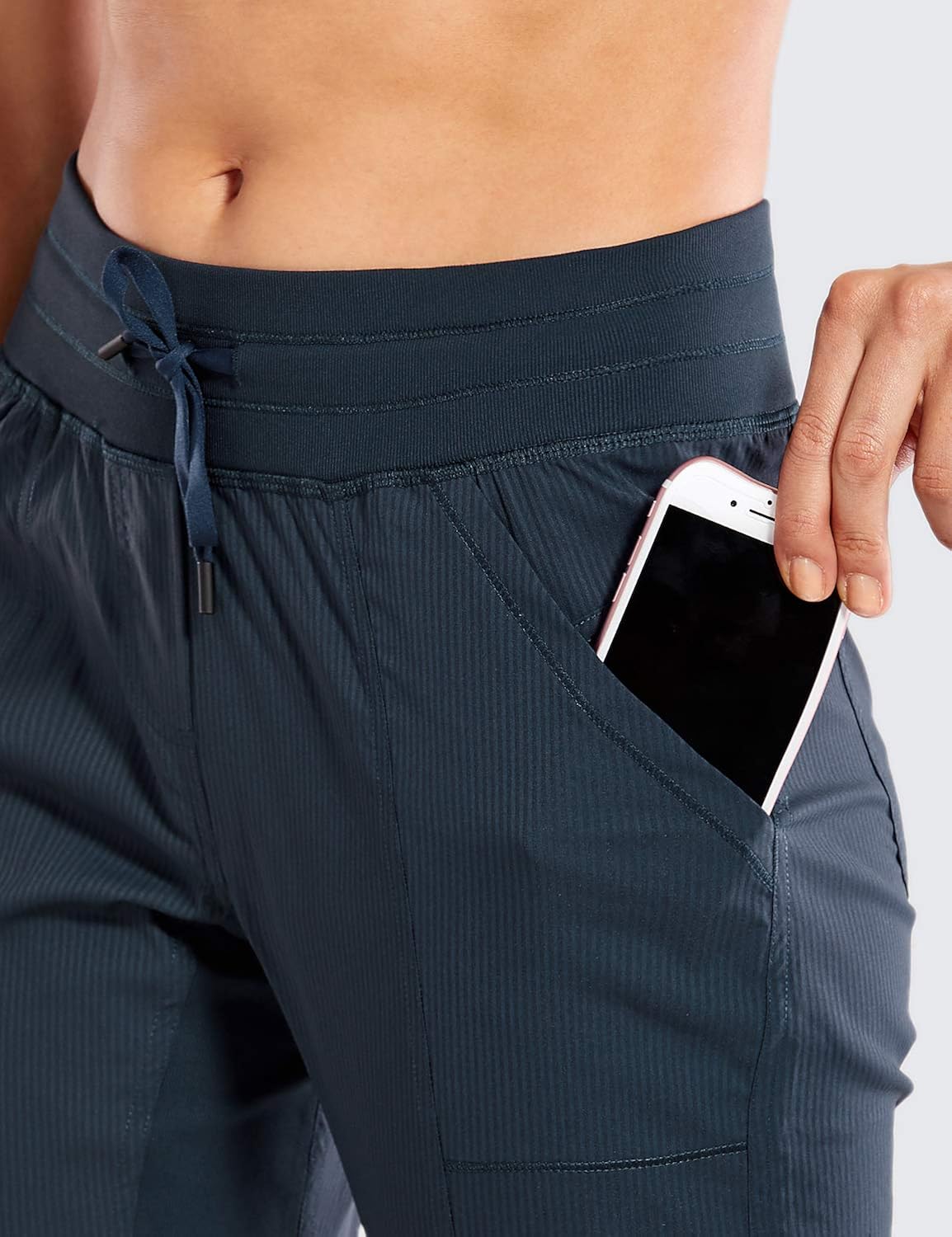 CRZ YOGA Women's Studio Joggers Striped Travel Lounge Pants Drawstring Leg 7/8 Workout Casual Track Pants with Pockets at  Women’s Clothing store
