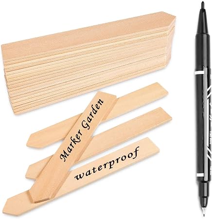 Whaline Wooden Plant Labels with Marker Pen