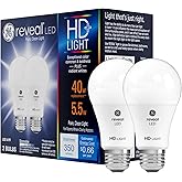 GE Reveal HD+ LED Light Bulbs, 40 Watt, A19 (2 Pack)