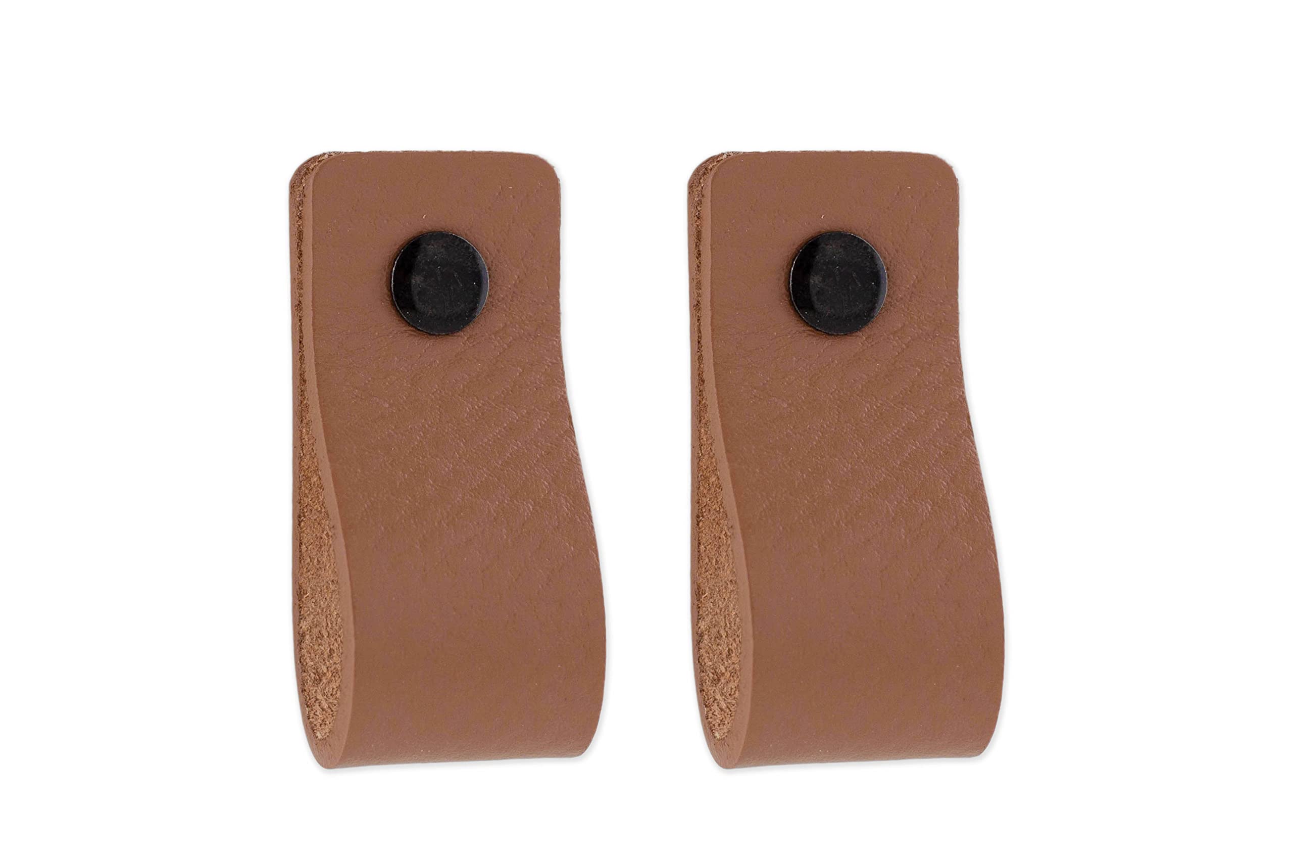 Brute Strength - Leather Handles for Furniture - Taupe - 2 pcs - 12,5 x 2,5 cm - Cabinet Handle, Door Handle for Kitchen, Bathroom, cabinets, Dresser, Wood