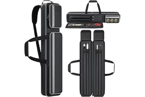 Aleemin Pool Cue Case 2x2, Pool Stick Bag with Multi-pocket for 2 Butts and 2 Shafts, Billiard Stick Carrying Case with Shoulder Straps & Handle for Pool Cue & Accessories
