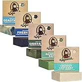 Dr. Squatch Natural Men’s Bar Soap - Cold Process Body Soap Bar with Natural Oils - Gifts for Men - Coastal Mist, Fresh Falls, Sierra Storm, Rainforest Rapids, Coconut Castaway (5 Pack)